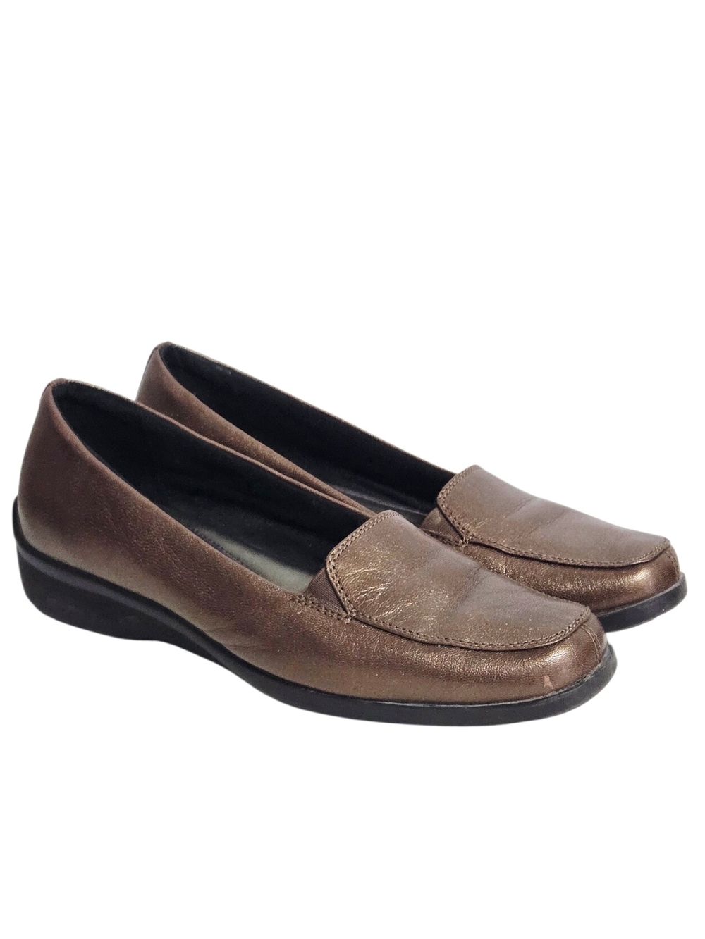 Aravon by New Balance Bronze Leather Comfort Loafers Women's Slip-On Shoes US 9